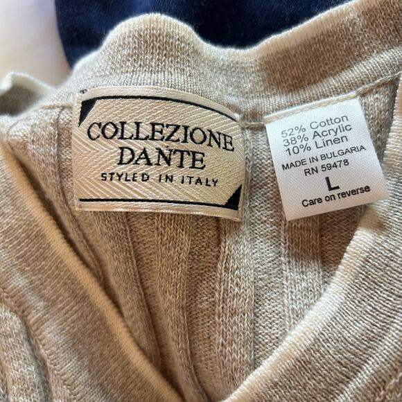 Collezione Dante Linen Blend Sweater Large Textured Transitional Minimalist Work - Picture 2 of 5